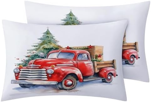 Phtbz Red Truck Christmas Pillowcase Set of 2 1
