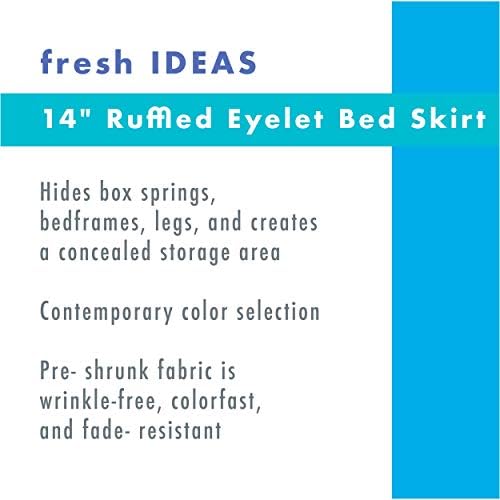 FRESH IDEAS Ivory Queen Bed Skirt with Ruffles and Embroidery