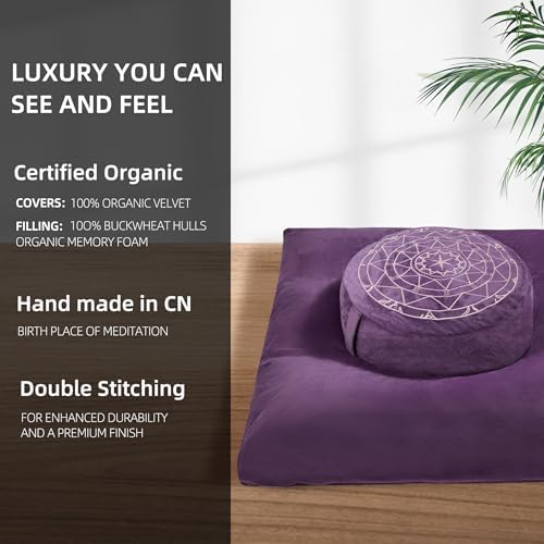 Ellier Zafu Zabuton Cushion Set - Purple