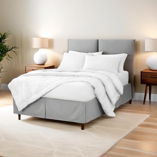 Bare Home Queen Bed Skirt 15-Inch Drop Light Grey