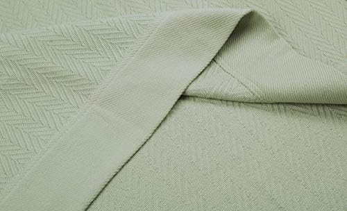 Threadmill Luxury Herringbone Cotton King Blanket Sage Green