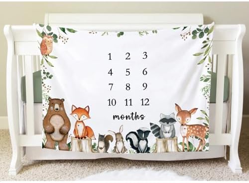 Yuzioey Twins Woodland Milestone Blanket