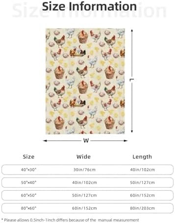 Cozy Flannel Blanket with Cute Chicken Pattern - 50x40 Inches