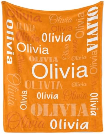 Custom Name Blanket with Personalized Design Orange