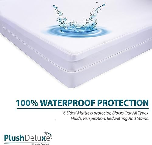 PlushDeluxe King Size Mattress Encasement - Waterproof Bedbug Proof 6-Sided Protection