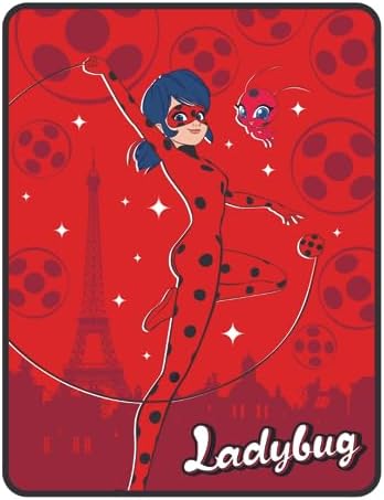 Franco Miraculous Ladybug Throw 46x60 Inches Soft Plush