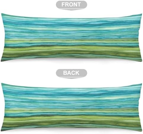 TOKILIAR 20x54 Green Blue Striped Throw Pillow Cover