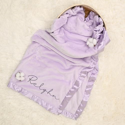 BJZLWJ Flannel Baby Blanket with Custom Name