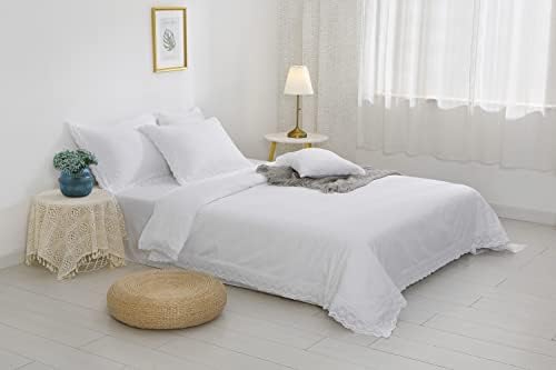 White Lace Pillow Shams Queen 20x30 Shabby Chic