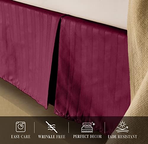 Elegant Comfort 1-Piece Striped Bed Skirt Cali King Burgundy