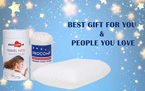 VISCO LOVE Memory Foam Travel Pillow with Covers