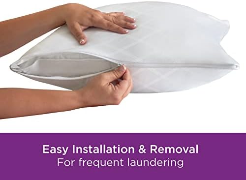 Aller-Ease Set of 2 Pillow Protectors - Allergy Protection Temperature Balancing Zippered