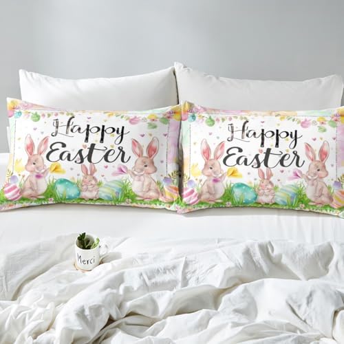 Homewish Happy Easter Fitted Sheet Twin Size with Pillowcase