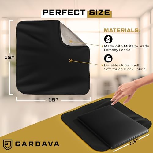 Gardava Faraday Blanket - 18x18 Black EMF Shielding