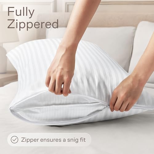 Set of 4 Zipper Pillow Protectors - Stain Resistant and Washable