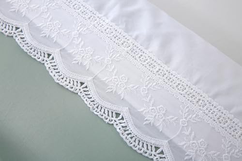 White Lace Pillow Shams Queen 20x30 Shabby Chic
