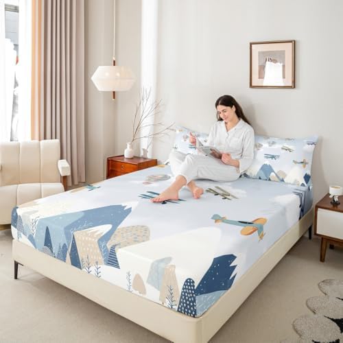 Castle Fairy Hot Air Balloon Queen Fitted Sheet Set