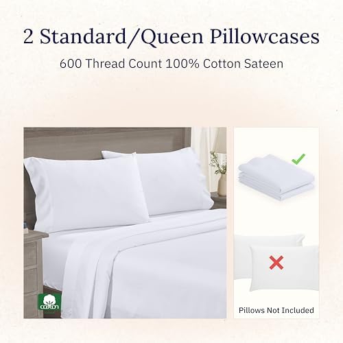 California Design Den 600 Thread Count Cotton Pillowcases Set of 2
