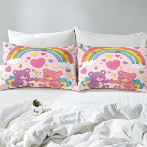 Homewish Cartoon Bear Fitted Sheet Set Twin Size with Pillowcase