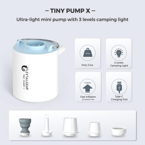 FLEXTAILGEAR Tiny Pump X Portable Air Pump with Camping Light