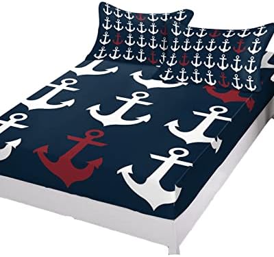 Twin Fitted Sheet Deep Pocket with Elastic Nautical Design