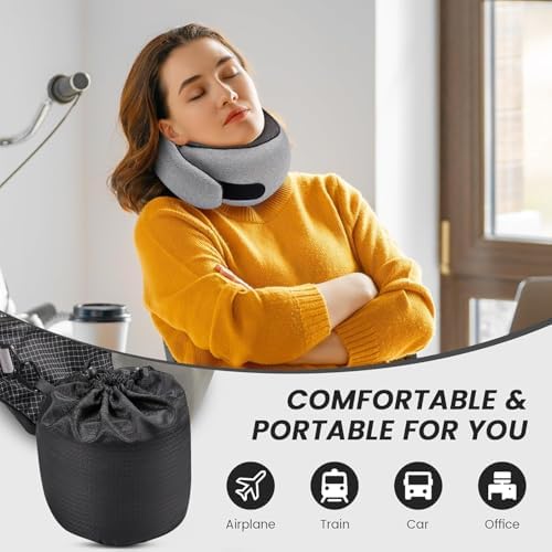 SZXYX Memory Foam Travel Pillow with Chin Wrap