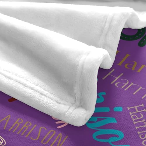 Custom Name Blanket - Personalized Flannel Throw for Baby Kids Adults Purple