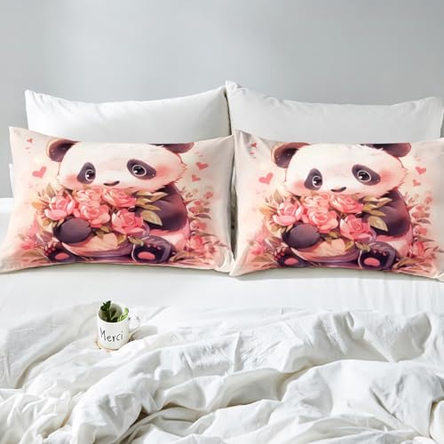 Feelyou Panda Bedding Set Twin - Cute 3D Print Duvet Cover Pillow Case