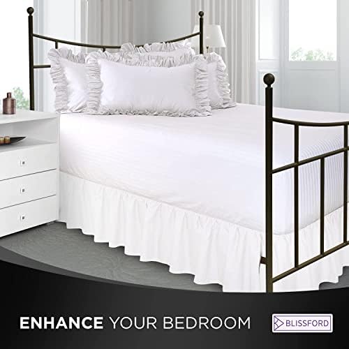 White Queen Bed Skirt 18 Inch Drop with Split Corners