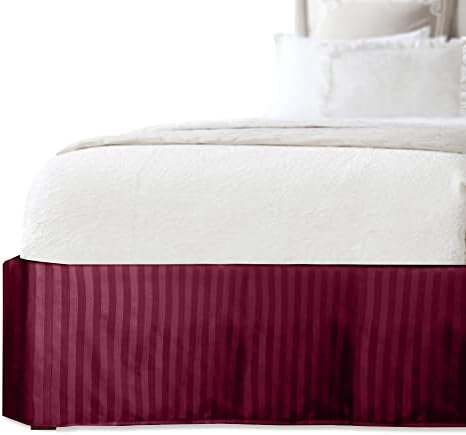 Elegant Comfort 1-Piece Striped Bed Skirt Cali King Burgundy