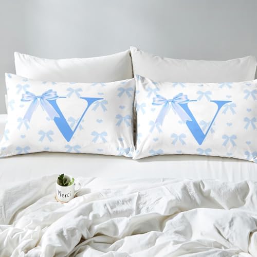 Manfei Blue Bow Fitted Sheet Set Queen Size 1
