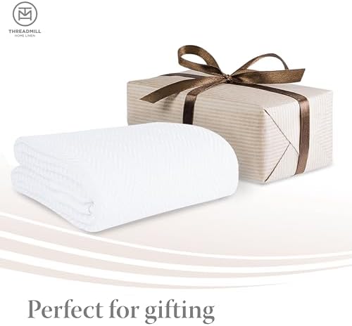 Threadmill 100 Cotton King Size Blanket - White 106x92 Inches