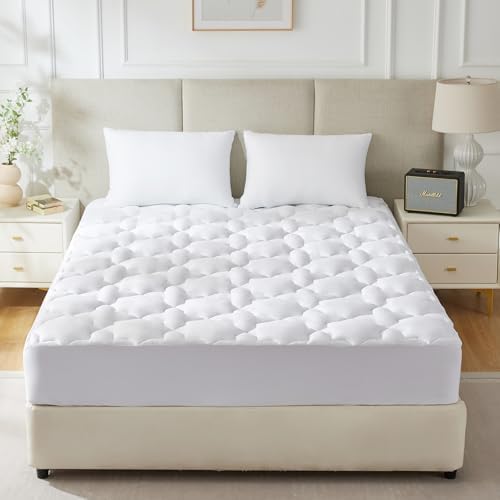 CozyLux Twin XL Cotton Mattress Pad Deep Pocket Quilted Cover 39x80 Inches