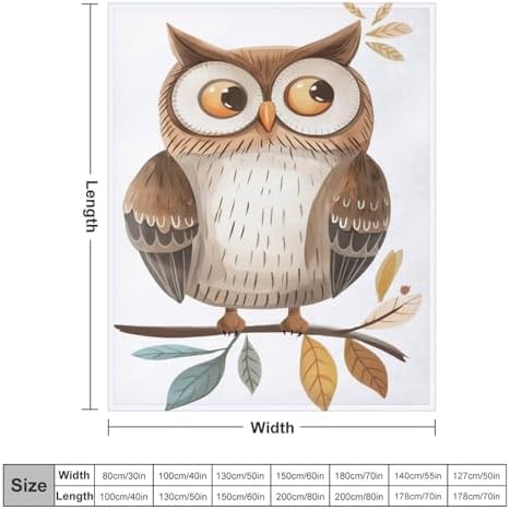 Cute Owl Design Anti-Pilling Flannel Throw Blanket 100x130cm