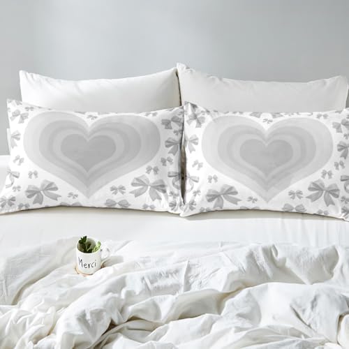 Gray Bowknot Fitted Sheet Set Twin Size