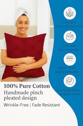 COTTON STICH Pinch Pleated Queen Pillow Shams Set of 2 1
