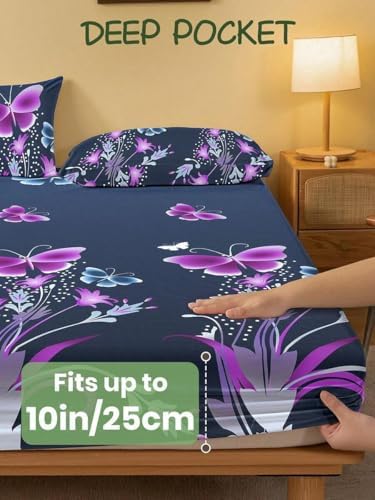 Fuver 23 Pcs Printed Fitted Sheet Set with Pillowcases