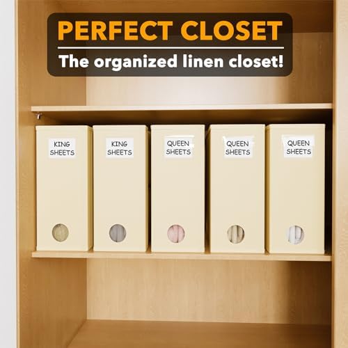 SpaceAid 5 Pack Beige Sheet Organizers for Linen Closet
