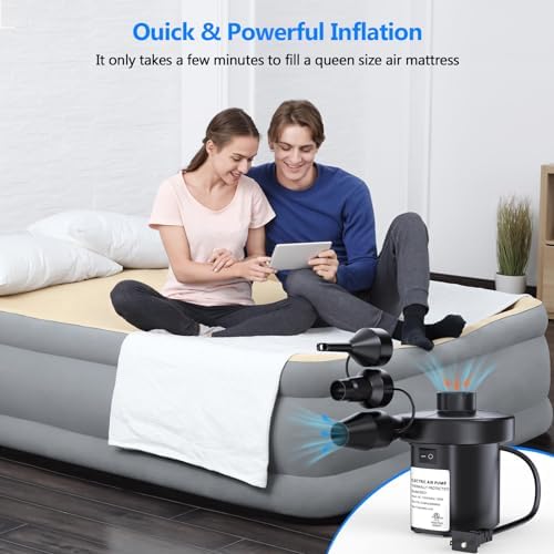 PULIDIKI Electric Air Pump with 3 Nozzles for Inflatables