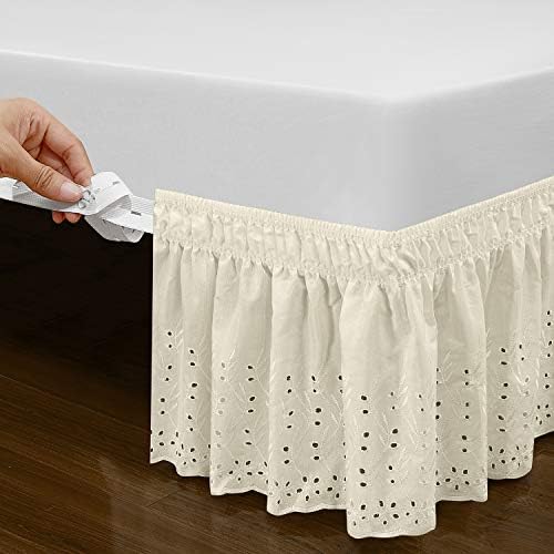 Adjustable Elastic Eyelet Bed Skirts with 145 Inch Drop