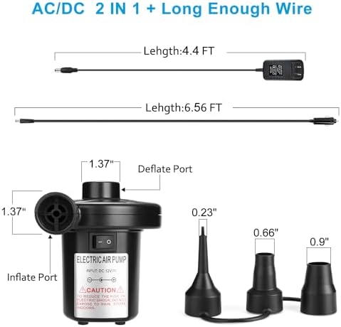 AGPTEK Electric Air Pump with 3 Nozzles and 45kPa Quick-Fill
