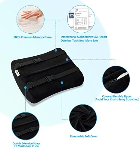 SAIREIDER Memory Foam Seat Cushion and Lumbar Support Pillow Set Black