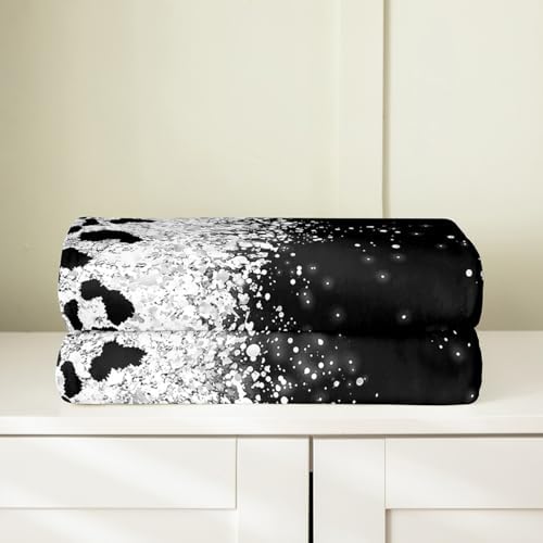 Glitter Silver Leopard Fuzzy Throw Blanket 50x60