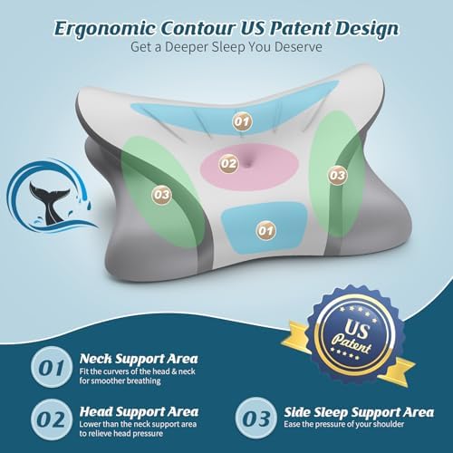 Crisgo Cervical Neck Pillow - Ergonomic Memory Foam with 2 Heights