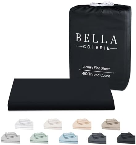 Bella Coterie Luxury Bamboo Viscose Queen Flat Sheet - Black