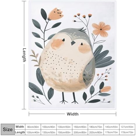 Cute Happy Bird Blanket 100x130cm Cozy Durable Throw