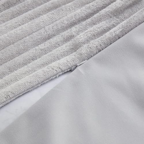 Hearth Harbor Premium Flannel Duvet Cover Set - Silver Gray
