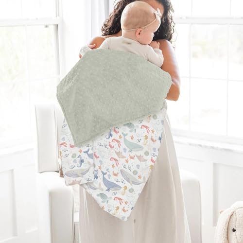 Boho Ocean Animals Baby Blanket - 30x40 Inches Soft Double Layer