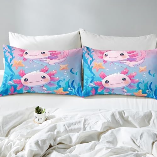 Homewish Kids Kawaii Axolotl Fitted Sheet Set