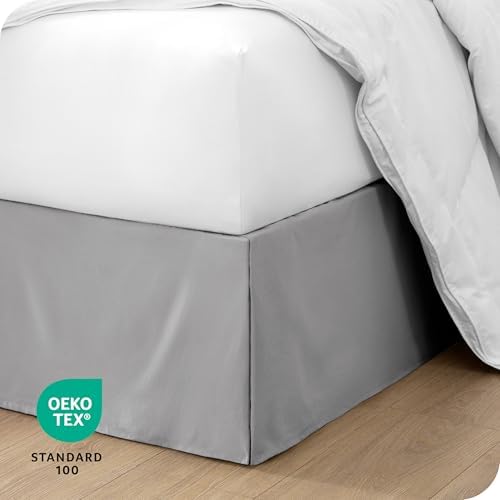 Bare Home Queen Bed Skirt 15-Inch Drop Light Grey